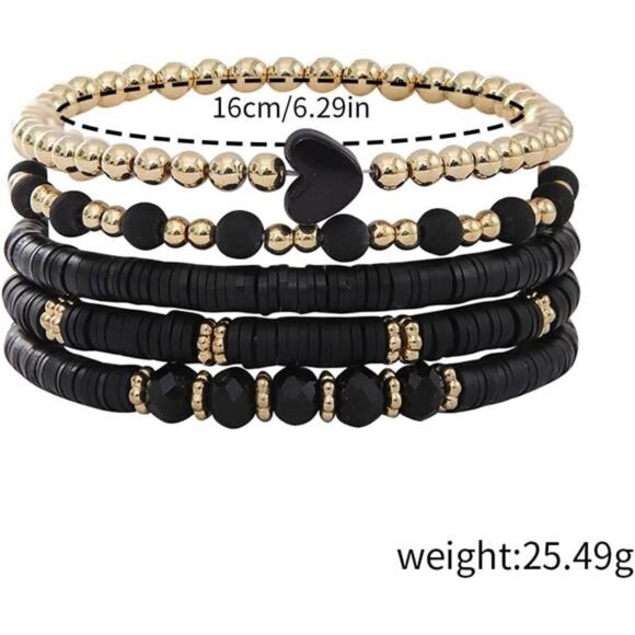 Stackable Clay Bracelets Set Colorful Beaded Stretch Summer Beach Boho Jewelry - Picture 2 of 6